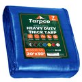 Tarpco Safety 30 ft x 0.5 mm H x 20 ft W Heavy Duty 7 Mil Tarp, Blue, Polyethylene TS-205-20X30